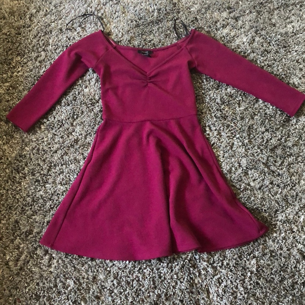 Maroon off the shoulder dress